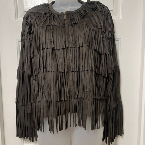 Gray Fringe Jacket - Picture 2 of 5
